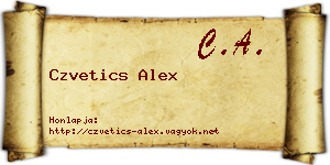 Czvetics Alex névjegykártya